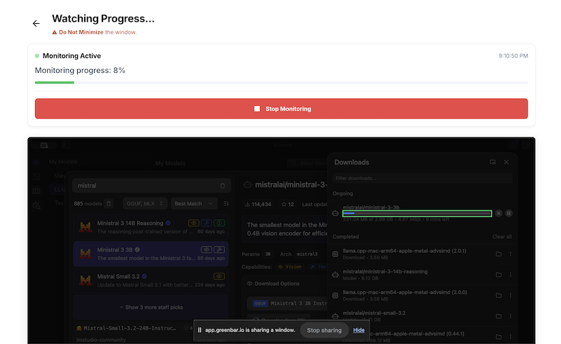 LMStudio Download Monitoring
